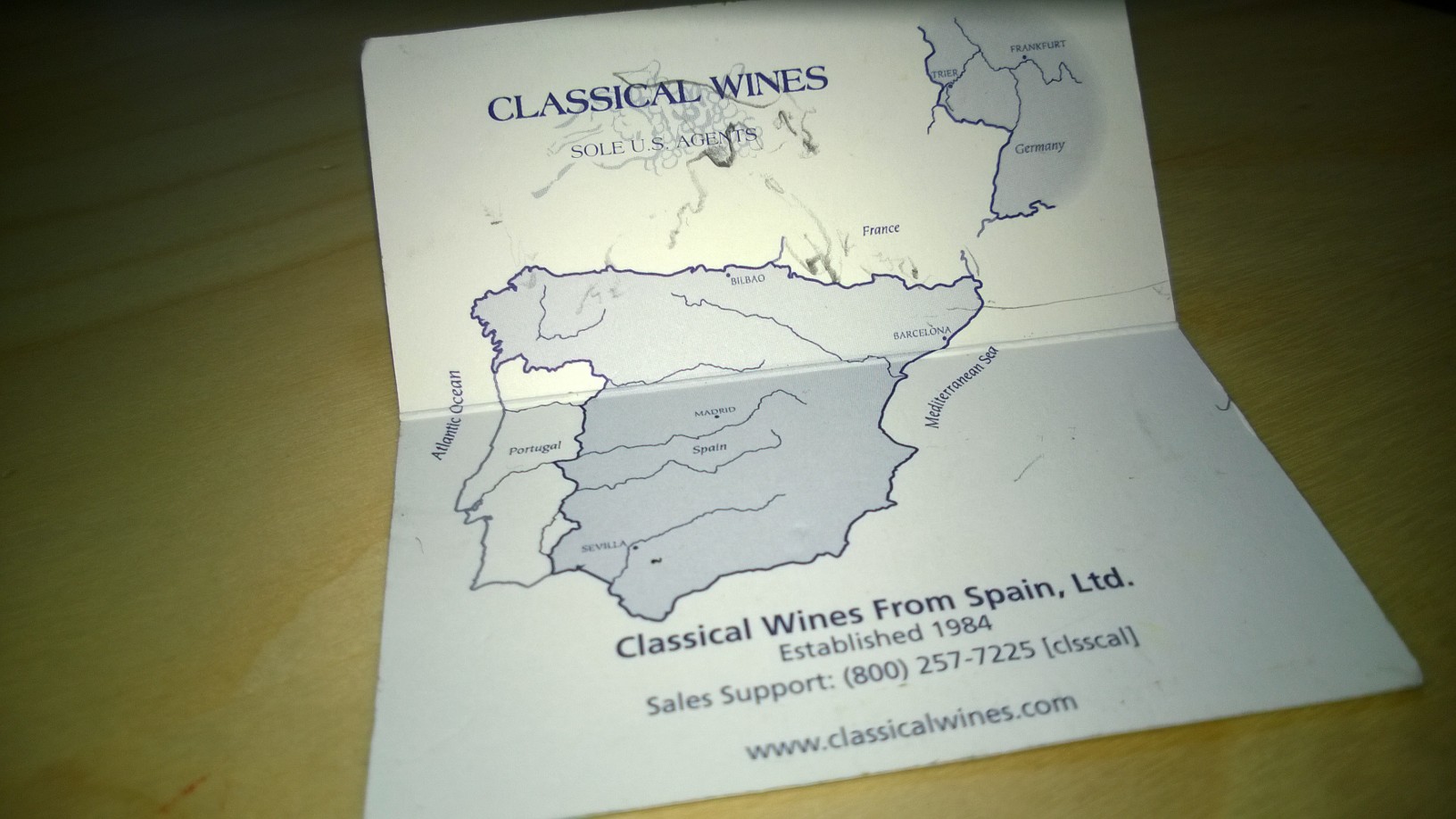 tarjeta Classical wines of Spain