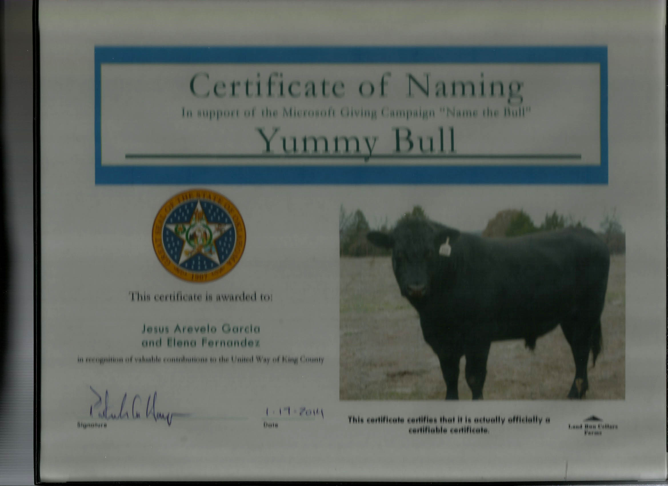 The Yummy Bull does exist and he lives in Oklahoma