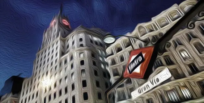 Foto de la Gran Vía pixelada